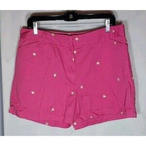 Khakis International Design Shorts 12/14 Pink Embroidered Daisies Boho Cottage